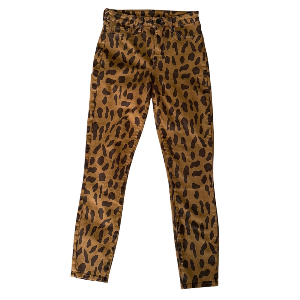 L'AGENCE Womens Margot High Rise Skinny Jeans Animal Print Sz 26 Brown Mob Wife